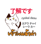 朝昼夜の猫日本語タイ語（個別スタンプ：5）