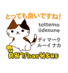 朝昼夜の猫日本語タイ語（個別スタンプ：19）