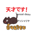 朝昼夜の猫日本語タイ語（個別スタンプ：28）