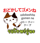 ごめんね猫日本語タイ語（個別スタンプ：19）