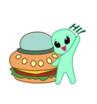 Cute Alien ＆ Flying Hamburger（個別スタンプ：1）