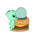 Cute Alien ＆ Flying Hamburger（個別スタンプ：2）