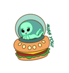 Cute Alien ＆ Flying Hamburger（個別スタンプ：3）