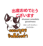 お祝い犬日本語タイ語（個別スタンプ：8）