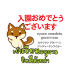 お祝い犬日本語タイ語（個別スタンプ：9）