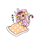 水玉フーディねこ（個別スタンプ：1）
