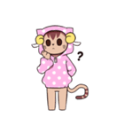 水玉フーディねこ（個別スタンプ：12）