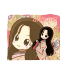 丁寧なごあいさつの百人一首のお姫さま（個別スタンプ：7）