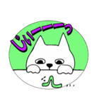背景カラフルなしろねこ（個別スタンプ：2）