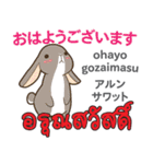 ウサギの毎日 日本語タイ語（個別スタンプ：1）