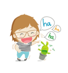 Cute chubby girl and her cactus（個別スタンプ：8）