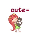 Cat 'GRAY' and girl 'PINK'（個別スタンプ：14）