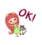Cat 'GRAY' and girl 'PINK'（個別スタンプ：15）