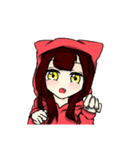 猫のパーカーの女の子（個別スタンプ：1）