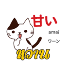 料理が上手な猫日本語タイ語（個別スタンプ：1）