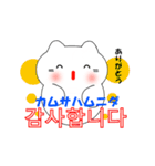 動く！韓国語のかわいい白猫（日本語付）（個別スタンプ：1）