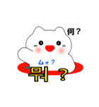 動く！韓国語のかわいい白猫（日本語付）（個別スタンプ：20）
