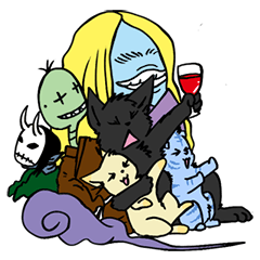 [LINEスタンプ] Wolf Father and Cat Daughter No.1 Ghost