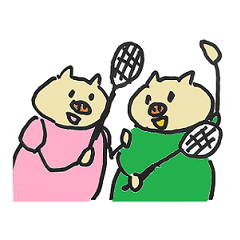 [LINEスタンプ] ゆるい豚のバドミントン +