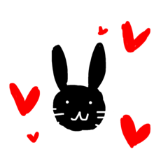 [LINEスタンプ] 手書き黒うさぎ