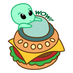 [LINEスタンプ] Cute Alien ＆ Flying Hamburger