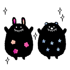 [LINEスタンプ] モノクロうさぎとクマのスタンプ