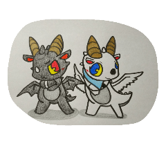 [LINEスタンプ] 黒と白ドラゴン