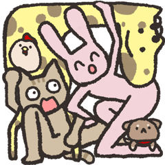 [LINEスタンプ] ネコとウサギとリアクション芸