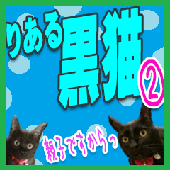 [LINEスタンプ] ★りある黒猫2★(デカ文字)～親子編～の画像（メイン）