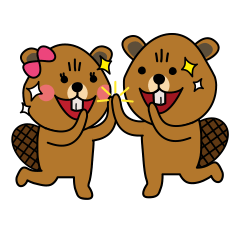 [LINEスタンプ] bubu and barbie (beaver)