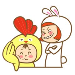 [LINEスタンプ] chicken and rabbit cute