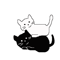[LINEスタンプ] 白猫と黒猫たち