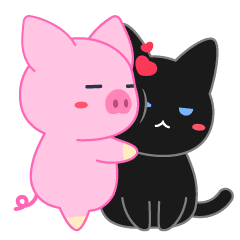 [LINEスタンプ] Pig Kkuu ＆ Cat Syuu