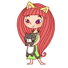 [LINEスタンプ] Cat 'GRAY' and girl 'PINK'の画像（メイン）