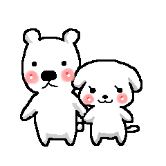 [LINEスタンプ] シロクマと子犬の夫婦の画像（メイン）
