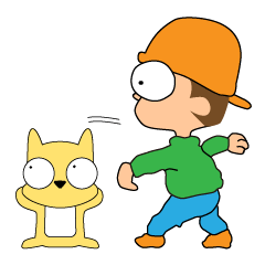 [LINEスタンプ] Stupid kid and naughty dog