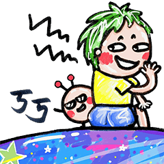 [LINEスタンプ] Life Graffiti 7 (The litte boy ＆ alien)