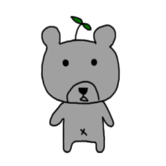[LINEスタンプ] There is a grass on the head of the bear