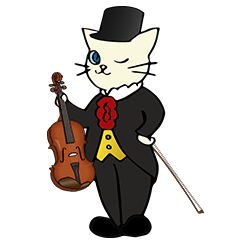 [LINEスタンプ] バイオリン奏者のネコの画像（メイン）