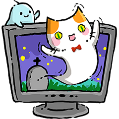 [LINEスタンプ] Ghost Little Cat (English)