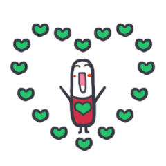[LINEスタンプ] Green Heart Capsulekun