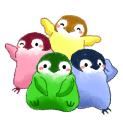 [LINEスタンプ] カラフルもふもふペンギンズ